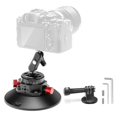 Afbeelding van NEEWER 6 inch camera zuignap houder met kogelkop Magic Arm, 2 stuks metalen autohouder voor camera, luchtpompen, vacuüm op autoruitenglas, 1/4&quot; 3/8&quot; ARRI montagegaten, CA013