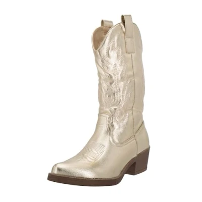 Afbeelding van Elara chunkyrayan cowboylaarzen voor dames, zilver Parijs, 39 EU
