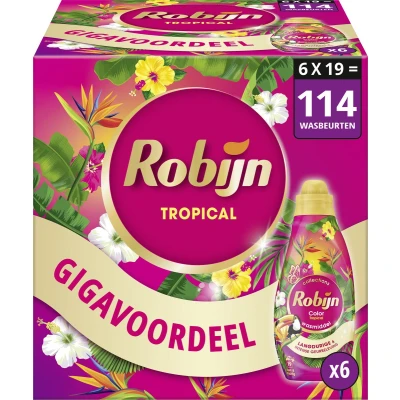 Afbeelding van Robijn Klein &amp; Krachtig Collections Vloeibaar Wasmiddel Tropical met 82% biologisch afbreekbare ingrediënten 6 x 19 wasbeurten