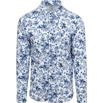 Afbeelding van Desoto Overhemd Print Bloem Blauw Maat S Heren Overhemden Casual