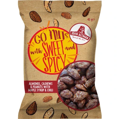 Afbeelding van John Altman Mixed Nuts Maple Syrup Chilli Zakje (12x45gr)