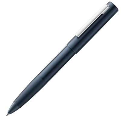 Afbeelding van LAMY aion rollerball 377 Rollpen van geanodiseerd aluminium in de kleur donkerblauw met een hoogglans gepolijste clip roestvrij staal rollervulling M 63 zwart lijnbreedte