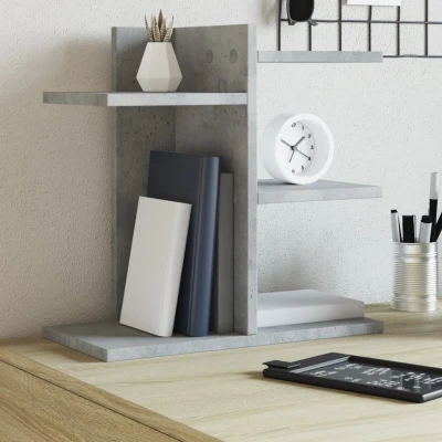 Afbeelding van Bureau organiser 42x21,5x42 cm bewerkt hout betongrijs