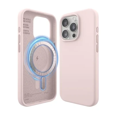 Afbeelding van elago Magnetische Silicone Hoesje Compatibel met iPhone 15 Pro Case, MagSafe Alle Accessoires, Ingebouwde Magneten, Premie Siliconen [5 Laags Structuur] (Lovely Roze)