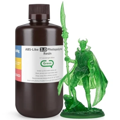 Afbeelding van ELEGOO 405 nm ABS Like Resin 3.0, UV Uithardende 3D Hars met Hoge Precisie, Niet Bros, Giftig voor LCD/DLP Printer Fotopolymeerhars Heldergroen 1000g