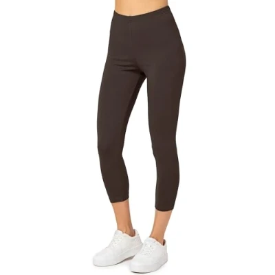 Afbeelding van Merry Style MS MS10 199 LE Dames Capri Leggings Sport Vrijetijdsbroek 3/4 Lengte Katoen Sporbroek Yogabroek Bruin M