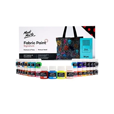 Afbeelding van MONT MARTE Textielverfset, 36 stuks x 20 ml, permanente textielverf, briljante kleuren voor kleding, tassen en alle stoffen