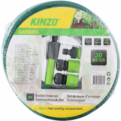 Afbeelding van Kinzo Garden tuinslang set met 4x opzetstukken 30 meter Tuinslangen
