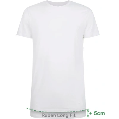 Afbeelding van Comfortabel &amp; Zijdezacht Bamboo Basics Ruben Bamboe T shirts (Multipack 2 stuks) Heren Ronde Hals Korte Mouwen Long Fit Wit XL