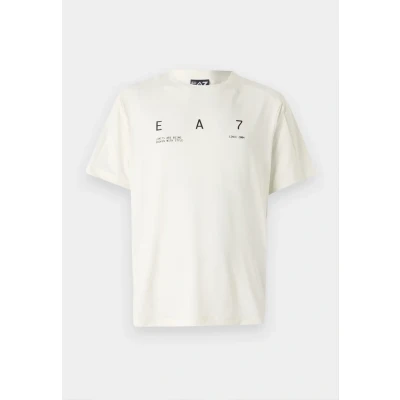 Afbeelding van Armani heren T shirt met logoprint in de kleur Gebroken wit, maat: S