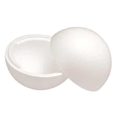 Afbeelding van GLOREX 6 3803 840 Piepschuim bal deelbaar, halve schelpen, wit, diameter ca. 20 cm, voor veelzijdig knutselen en decoreren