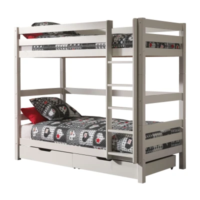 Afbeelding van Deze PINO combinatie bestaat uit een wit stapelbed en 2 lades