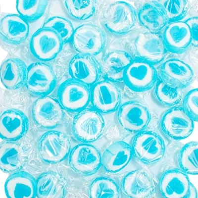 Afbeelding van 500 g Rocks hart bonbons schattige tafeldecoratie voor bruiloft doop Valentijnsdag Moederdag Communie handwerk om te snoepen blauw wit