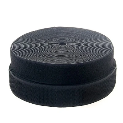 Afbeelding van TUKA 25 meter x 50mm Klittenband Vastnaaien (25 m Haakband &amp; lusband), Extra Sterke Klittenbandsluiting, 50 mm Brede Haak Lus Band, Niet Klevend om op te Naaien, Zwart, TKB5030 black