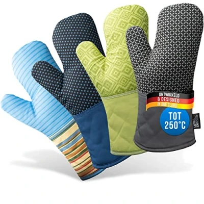 Afbeelding van LauterSchutz® Ovenwanten per paar met siliconen coating voor optimale grip en hittebestendigheid (contactwarmte: 250C) in diverse kleuren (Grijs)