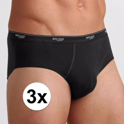 Afbeelding van 3x Sloggi basic midi heren slip zwart S