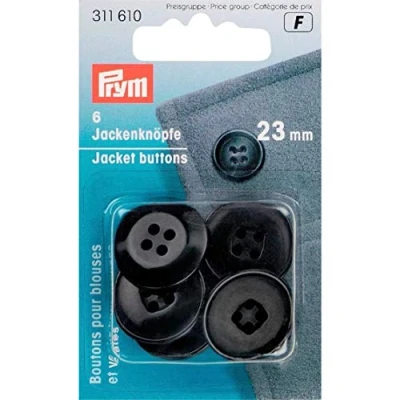 Afbeelding van Prym 311610 Bottoni per giacca, 23 mm, colore: Nero