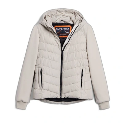Afbeelding van Superdry Hooded Storm Hybrid Padded Winterjas, Dames, Maat: 44, Pelican beige