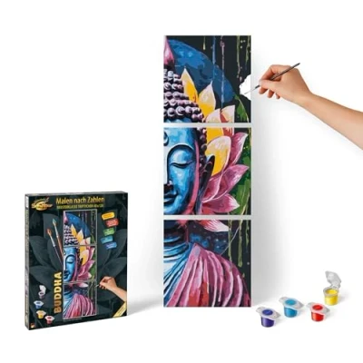 Afbeelding van Schipper 609470916 schilderen op nummer, Boeddha afbeeldingen voor volwassenen, inclusief penseel en acrylverf, 40 x 120 cm