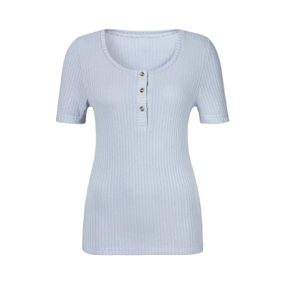 Afbeelding van Lascana Tshirt basic, Dames, Maat: 32/34, Hellblau