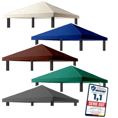 Afbeelding van freigarten.de Vervangend dak voor paviljoen, 3 x meter, waterdicht materiaal: Panama PCV Soft 370 g/m² extra sterk model 2 (beige)