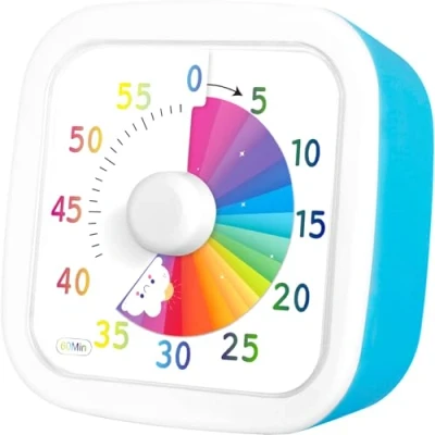 Afbeelding van NLMWTI visuele timer voor kinderen, keukentimer, 60 minuten countdown timer, stille regenboogtimer, desktoptimer, tijdmanagementgereedschap kinderen