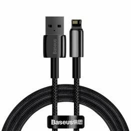 Afbeelding van Baseus Tungsten Gold stevig geweven Lightning kabel 1m Zwart