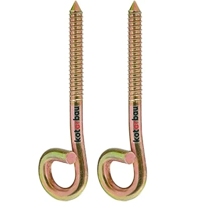 Afbeelding van KOTARBAU® Set van 2 schommelhaken, M12, houten schroefdraad, schroeven, schommelbalken, plafondhaken voor hangmatten, inschroeven, veiligheidsschommelhaak, geel