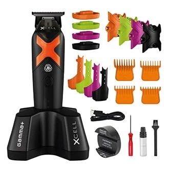 Afbeelding van GAMMA+ Xcell professionele tondeuse voor heren, met Vector IN2 motor, 180 minuten draadloze looptijd, achterkant van aluminium, 4 kammen, USB kabel type C