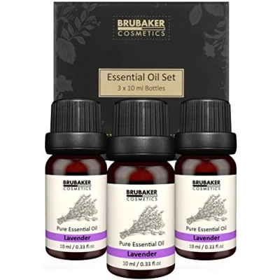 Afbeelding van BRUBAKER Set van 3 Lavendelolie Stress Relief, Ontspanning &amp; Slaap Etherische Oliën Aromatherapie Giftset X 10 ML Natuur Veganistisch