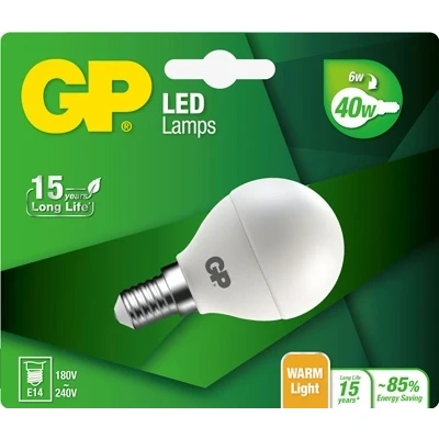 Afbeelding van gp led kogel 6w e14 (40w) warm wit licht