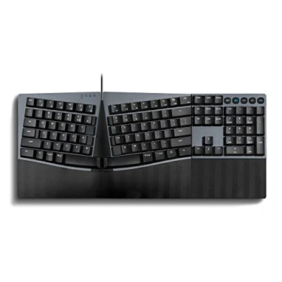 Afbeelding van Perixx PERIBOARD 535BR bedraad, ergonomisch mechanisch gesplitst toetsenbord, bruine tactiele schakelaars met laag profiel, programmeerbare functie macrotoetsen, compatibel Windows en Mac OS