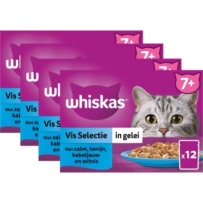 Afbeelding van 4x Whiskas Senior Multipack Vis in Gelei 12 x 85 gr