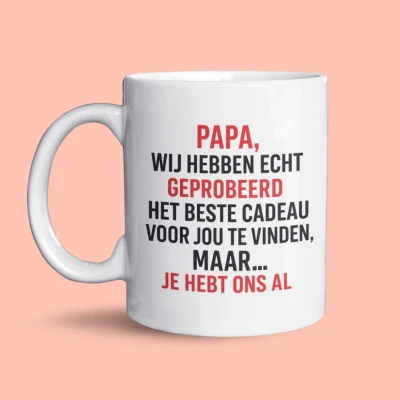Afbeelding van NietMokken.nl Grappige mok Papa, we hebben het geprobeerd Vaderdag Leuk cadeau van kinderen 325ml Keramiek Aan beide zijden bedrukt kado