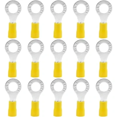 Afbeelding van Hocansen 50 stuks terminal ringverbinders, M8 ring krimptang elektrische connectoren met oog krimpterminal set voor draden (PR8/geel)