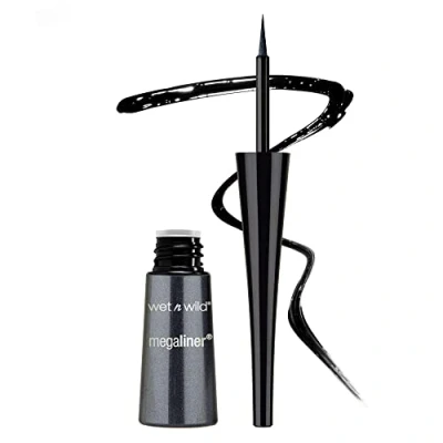 Afbeelding van wet n wild, MegaLiner Liquid Eyeliner, Vloeibare Eyeliner met Flexibele Applicator, Make up voor de Ogen, en Gepigmenteerde Formule die Snel Droogt, Black