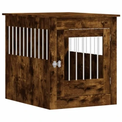 Afbeelding van Hondenbench 64,5x80x71 cm bewerkt hout gerookt eikenkleurig