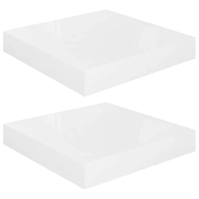 Afbeelding van vidaXL Wandschappen zwevend 2 st 23x23,5x3,8 cm MDF hoogglans wit