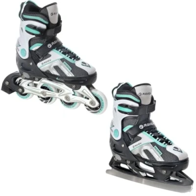 Afbeelding van 2in1 Skates Inline Raven Pulse Zwart/Mint verstelbaar Maat: 40 43 (25,5 28cm)