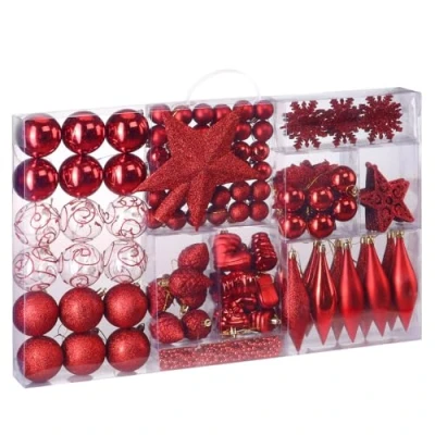 Afbeelding van Casaria Kerstballen Set Mix 102 Delig Rood