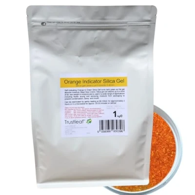 Afbeelding van Trustleaf Oranje Indicator Silicagel Droogmiddel 2 5mm Kralen 1kg Zakken (OG Zak)