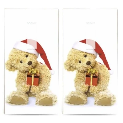 Afbeelding van 20 afzonderlijke zakdoeken kerstbeer met cadeau. 2 verpakkingen 10 papieren bedrukt als