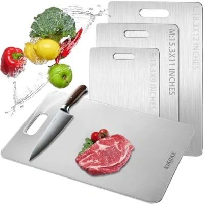Afbeelding van Titanium Snijplank 2025 Nieuwe Upgrade 100% Pure Snijplanken voor Keuken Dubbelzijdige Food Grade Non Stick Duurzaam en Gemakkelijk schoon te maken (15,3 x 11 inch)