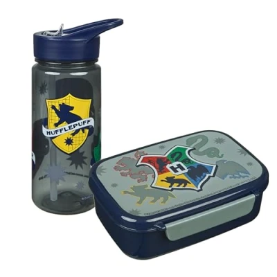 Afbeelding van Scooli Harry Potter kinderservies, cadeauset, set bestaande uit broodtrommel en drinkfles, ideaal voor school of kleuterschool, vanaf 4 jaar, van kunststof, BPA vrij