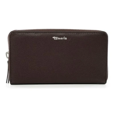 Afbeelding van Tamaris Leren Portemonnee Amanda Zip Around Wallet Brown Donkerbruin