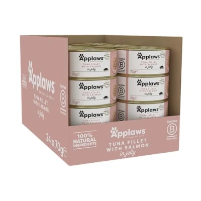 Afbeelding van Applaws natvoeding Tonijn en Zalm in gelei 70 gr. per 24 stuks