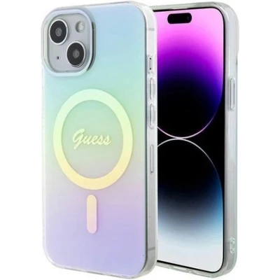 Afbeelding van Guess Iridescent Back Case (MagSafe Compatible) Geschikt voor Apple iPhone 15 (6.1&quot;) Turquoise