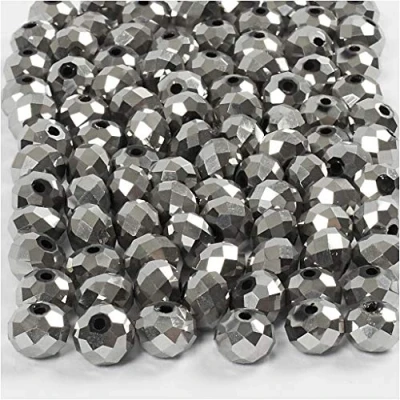 Afbeelding van Creativ Company Facet Kralen Metallic Grijs, 100st.
