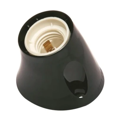 Afbeelding van POLY POOL PP0485.2X lamphouder E27 voor wandmontage met schuine voet veerklemmen en contacten van messing kunststof, vervaardigd in Italië