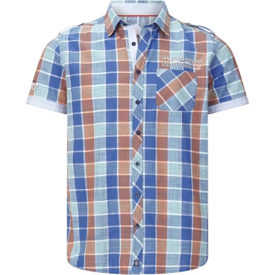 Afbeelding van Jan Vanderstorm Kurzarm Malmfinn Overhemd, Heren, Maat: 2XL, Blau kariert